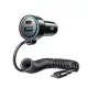 Joyroom 3-in-1 autós töltő C+U Type-C spirál kábellel 1.6m 72W (fekete)