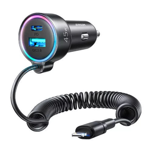 Joyroom Autós Töltő 3in1, USB + PD, 55W /Lightning Kábel(JR-CL08)
