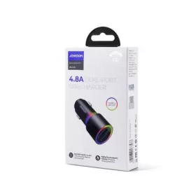 Joyroom autós töltő U+U, 24W, LED Light (fekete)