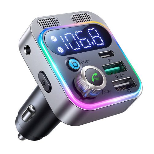 Joyroom JR-CL16 autós FM transzmitter, USB + USB-C, 48W (fekete)