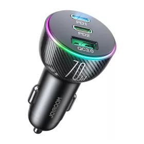   Joyroom Autós Töltő, 2x USB-C PD, 1x USB, 70W, (Fekete) (JR-CL26)