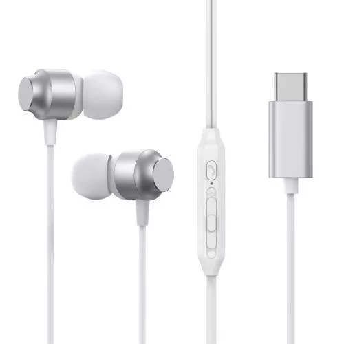 Joyroom fülhallgató vezetékes in-ear fülhallgató – Remote és mikrofon, Type-C USB (ezüst)