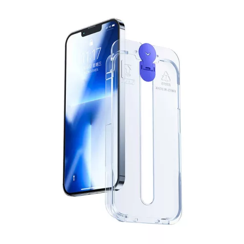 Joyroom iPhone 14 Plus Knight teljes kijelzős edzett üveg 9H, 2.5D – Frame, átlátszó