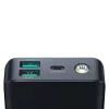 Joyroom powerbank – kijelzővel, C+U+U, PD 30W, 20000mAh – USB-A – Typle-C kábel (0.25m) and built-in Flashlight (fekete)