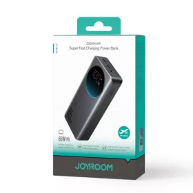   Joyroom powerbank – kijelzővel, C+C+U, PD 65W, 20000mAh – Type-C – Typle-C kábel (1,20m) (fekete)