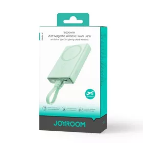   Joyroom powerbank mágneses vezeték nélküli charging, MagSafe 15W, C+Lightning. PD 20W, 10000mAh – Type-C - Lightning kábel (zöld)