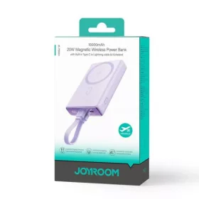   Joyroom powerbank mágneses vezeték nélküli charging, MagSafe 15W, C+Lightning. PD 20W, 10000mAh – Type-C - Lightning kábel (lila)