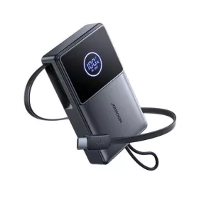   Joyroom powerbank 10000mAh digitális kijelzővel, PD 22.5W, beépített visszahúzható USB-C kábellel (0,7m) (fekete)