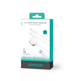   Joyroom vezeték nélküli töltő 3-in-1 Qi+Lightning+Lightning kábel – iPhone és Apple Watch All sorozat – USB kábel 1.2m (fehér)