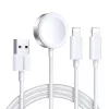 Joyroom vezeték nélküli töltő 3-in-1 Qi+Lightning+Lightning kábel – iPhone és Apple Watch All sorozat – USB kábel 1.2m (fehér)