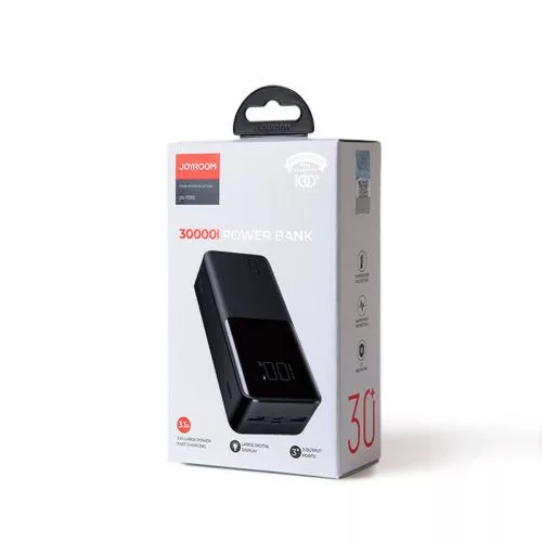 Joyroom powerbank – kijelzővel, U+U+C, QC3.0, PD3.0, AFC, 15W 30000mAh (fekete)