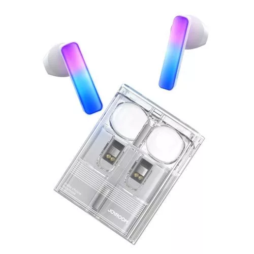 Joyroom fülhallgató IceLens sorozat Bluetooth True vezeték nélküli BT 5.3, TWS, AAC, SBC, HFP, A2DP, AVRCP, – LED Lights (fehér)