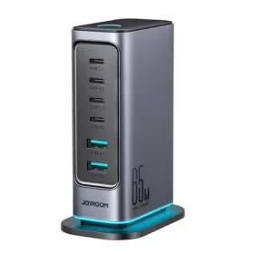   Joyroom 65W GaN gyors töltő 6 porttal (C+C+C+C+U+U, PD 3.0, QC 4.0, PPS) (szürke)