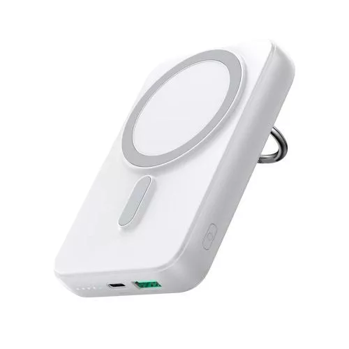 Joyroom powerbank mágneses vezeték nélküli charging, MagSafe 15W / Type-C, PD 20W, 10000mAh, – ring és állvány (fehér)