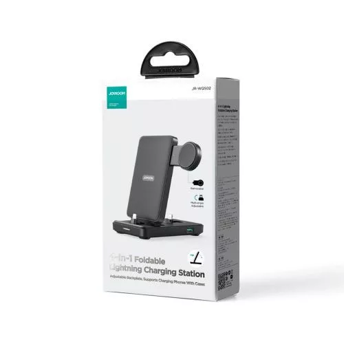 Joyroom töltőállomás 4-in-1 – Apple iPhone (7.5W), AirPods (5W), Apple Watch (2.5W) + Lightning+Lightning+U, PD 5W (fekete)