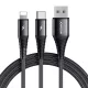 Joyroom 2in1 USB-C És Lightning Kábel 3A 1.2m (Fekete) (S-1230G12)