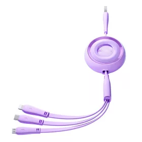   Joyroom 3 az 1-ben színes USB USB-C/Lightning/Micro USB 3.5A kábel, 1m (lila)