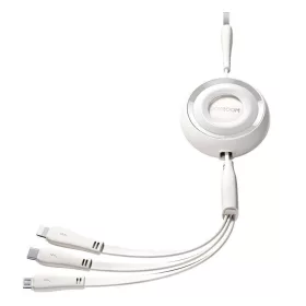   Joyroom 3 az 1-ben színes USB USB-C/Lightning/Micro USB 3.5A kábel, 1m (fehér)