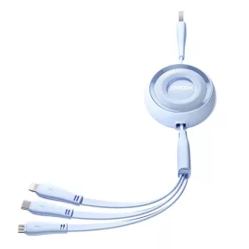   Joyroom 3 az 1-ben színes USB USB-C/Lightning/Micro USB 3.5A kábel, 1m (kék)
