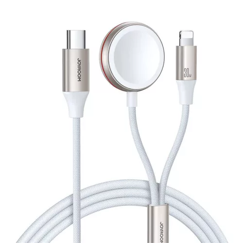 Joyroom 30W Mágneses Gyorstöltőkábel, 2in1, 1.5m (Fehér) (S-IW012)