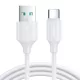 Joyroom USB-A És Type-C Kábel, 3A, 0.25m, (Fehér) (S-UC027A9-0-25m-CW)