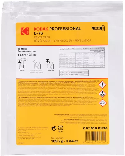 Kodak Professional D-76 filmes előhívó por – 1 liter készítményhez
