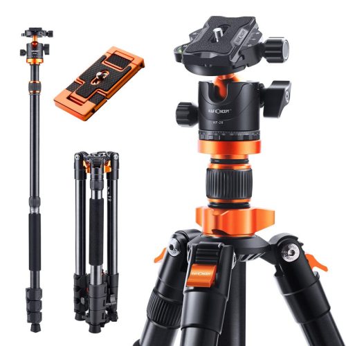 K&F Concept K254A1+BH-28L Aluminum Tripod/ Monopod (165cm Állvány) +2in1 Telefontartó-adapter