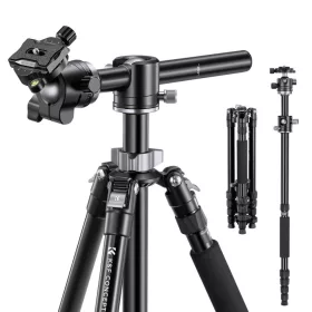   K&F Concept T255A4+BH-32L Horizontal Alumínium Tripod/ Monopod (170/ 176cm Állvány) (Szürke)
