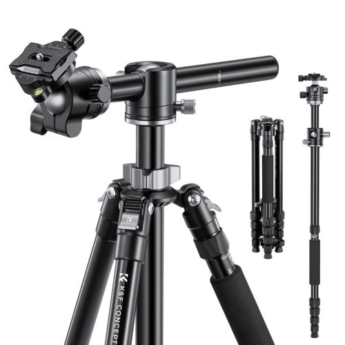 K&F Concept T255A4+BH-32L Horizontal Alumínium Tripod/ Monopod (170/ 176cm Állvány) (Szürke)