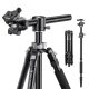 K&F Concept T255A4+BH-32L Horizontal Alumínium Tripod/ Monopod (170/ 176cm Állvány) (Szürke)