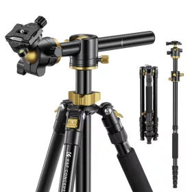   K&F Concept T255A4+BH-32L Horizontal Alumínium Tripod/ Monopod (170/ 176cm Állvány) (Arany)