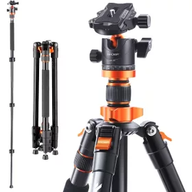   K&F Concept K234A7+BH-28L Alumínium Tripod/ Monopod (200cm / 207cm Állvány)