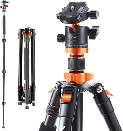 K&F Concept K234A7+BH-28L Alumínium Tripod/ Monopod (200cm / 207cm Állvány)