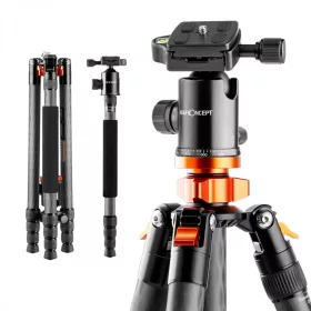   K&F Concept D284C2+BH-28 Carbon-Fiber Szénszálas Tripod/ Monopod (164/ 170cm Állvány)