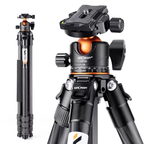 K&F Concept A254C4 + BH-36L karbon utazó fotóállvány (170cm, 15kg teherbírás)
