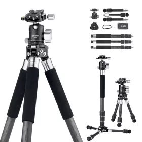   K&F Concept S254C2+BH30 Carbon-Fiber Szénszálas Tripod/ Monopod (124cm Állvány)