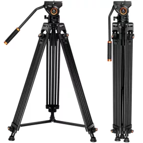   K&F Concept VA18 Aluminium Videó-Tripod (184cm Állvány) +VH081 Video-Fluid Fej
