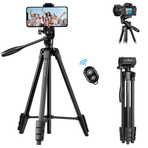 K&F Concept B174A1 Alumínium Utazó Mobil/ Okostelefon/ Kamera Tripod (150cm Állvány) +Bluetooth kapcsoló