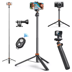   K&F Concept Okostelefon Akciókamera Kamera Monopod Selfie Tripod -158cm Bluetooth Állvány (MS04)