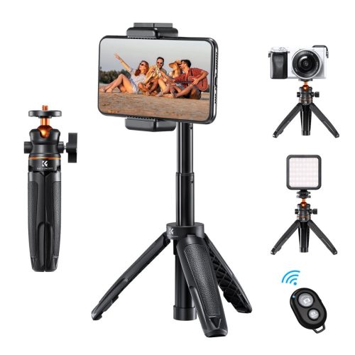 K&F Concept Okostelefon Akciókamera Kamera Mini Tripod -34cm Bluetooth Állvány (MS02) (Fekete)