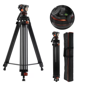   K&F Concept Tripod/ KameraÁllvány + Videó Fluid Fej - VA3+BV10 (191cm)