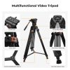 K&F Concept Tripod/ KameraÁllvány + Videó Fluid Fej - VA3+BV10 (191cm)