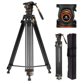   K&F Concept Tripod/ Kamera Állvány + Videó Fluid Fej - VA3+BV20 (191cm)