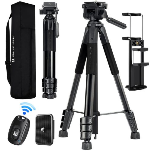 K&F Concept Alumimium Mobil & Kamera Utazóállvány Tripod + Videós fej (S254A3+BV01) - 172cm