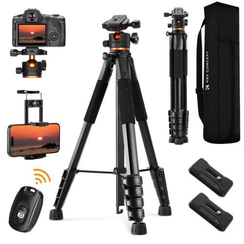 K&F Concept Light Alumínium Utazó Állvány/ Kamera Tripod + Gömbfej (S255A3+BH-36) -190cm