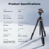 K&F Concept A305A3+BH-40 185cm alumínium utazó fotóállvány (Arca-Swiss gömbfej)