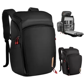   K&F Concept Alpha Air 25L fotós hátizsák esővédővel – Nature Wander 01 (fekete + piros)