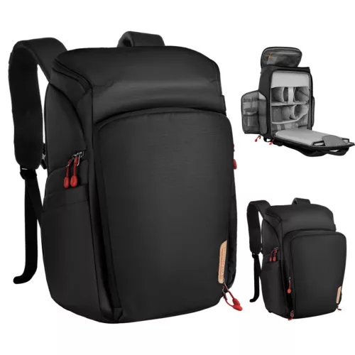 K&F Concept Alpha Air 25L fotós hátizsák esővédővel – Nature Wander 01 (fekete + piros)