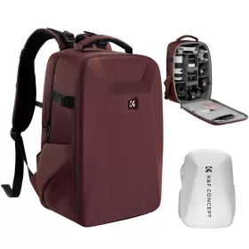   K&F Concept 22L keményhéjas fotós hátizsák 15,6"-os laptoprekesszel – Nature Wander 10 (piros)