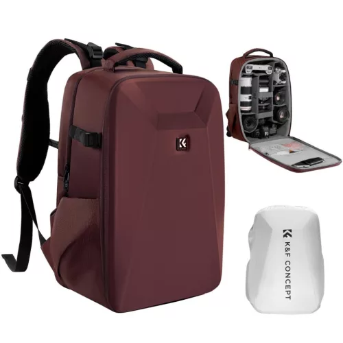 K&F Concept 22L keményhéjas fotós hátizsák 15,6"-os laptoprekesszel – Nature Wander 10 (piros)